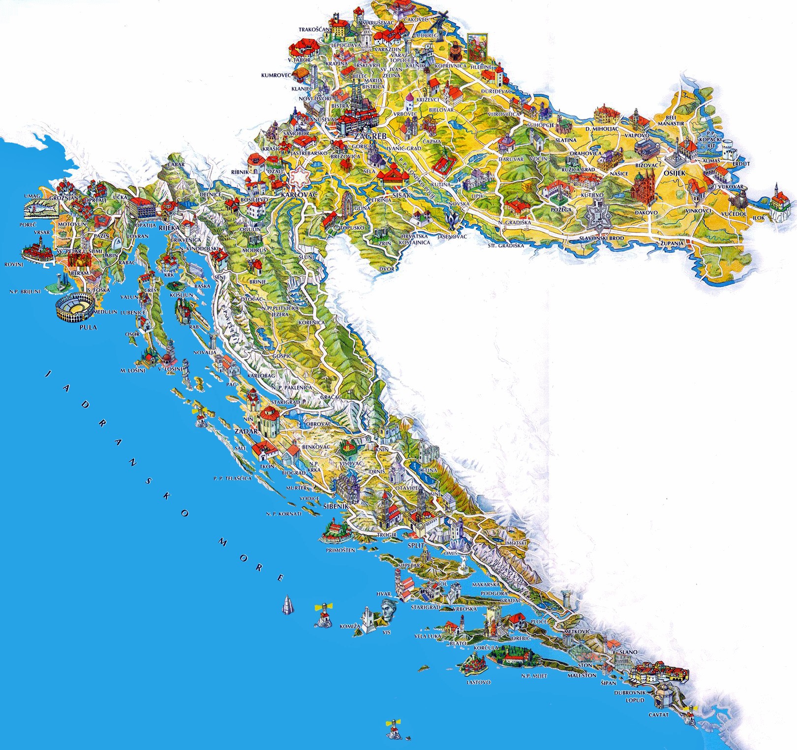 carte croatie sites touristiques - Image