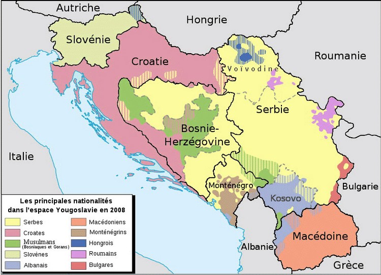 Principales nationalités en Ex-Yougoslavie (2008)